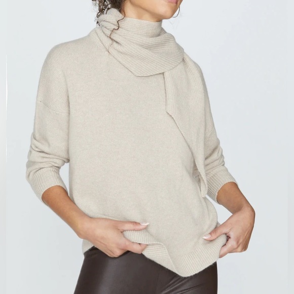 EUC/LN Brochu Walker Rhea Pullover Scarf Neck Sweater in Birch Melange Beige - S - Picture 3 of 16